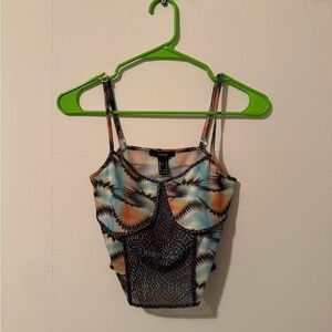 Forever 21 Black and Orange Patterned Camisole